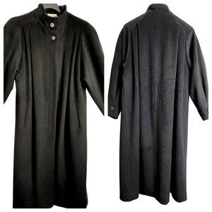 VTG Ashley Scott L Black Heavy Wool Long Coat  Button Closure Pockets Y2K USA